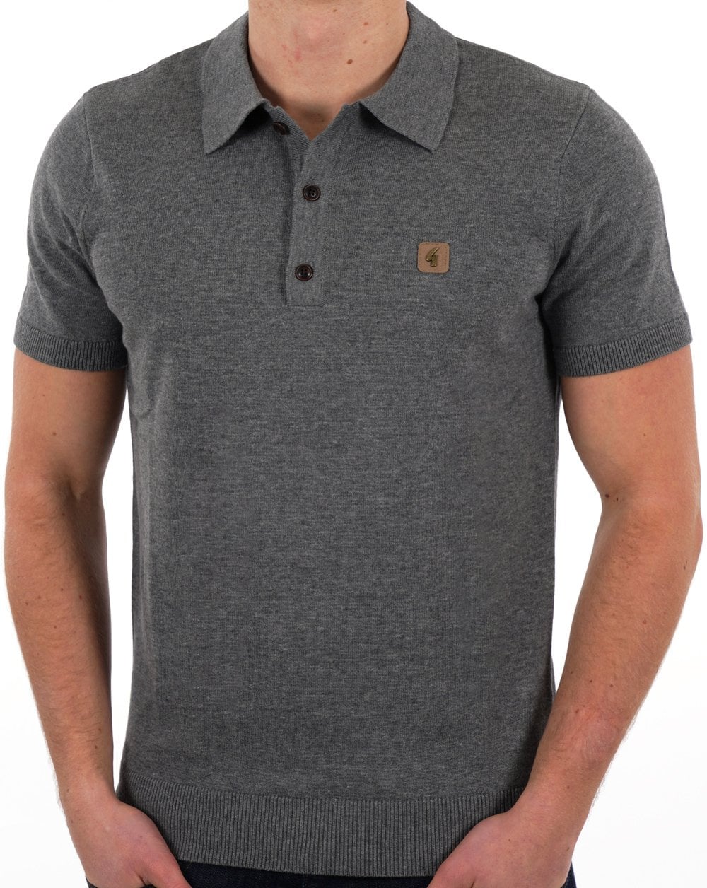Gabicci Vintage Jackson Knitted Polo Grey - Image 3