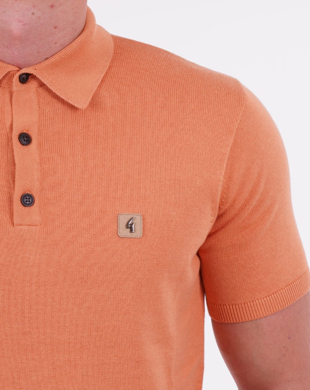 Gabicci Vintage Jackson Knitted Polo Orange - Image 2