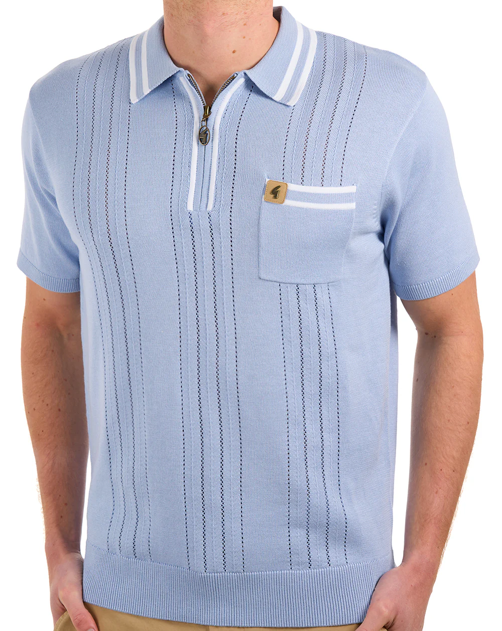 Gabicci Vintage Johnson Knit Polo Sky - Image 2