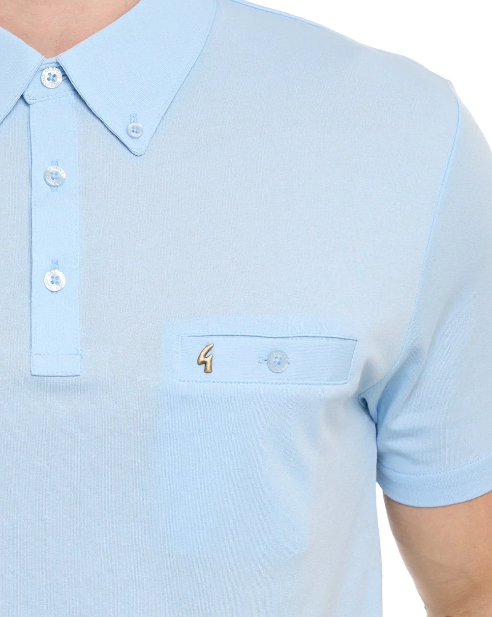 Gabicci Vintage Ladro Polo Shirt Surf Blue - Image 3