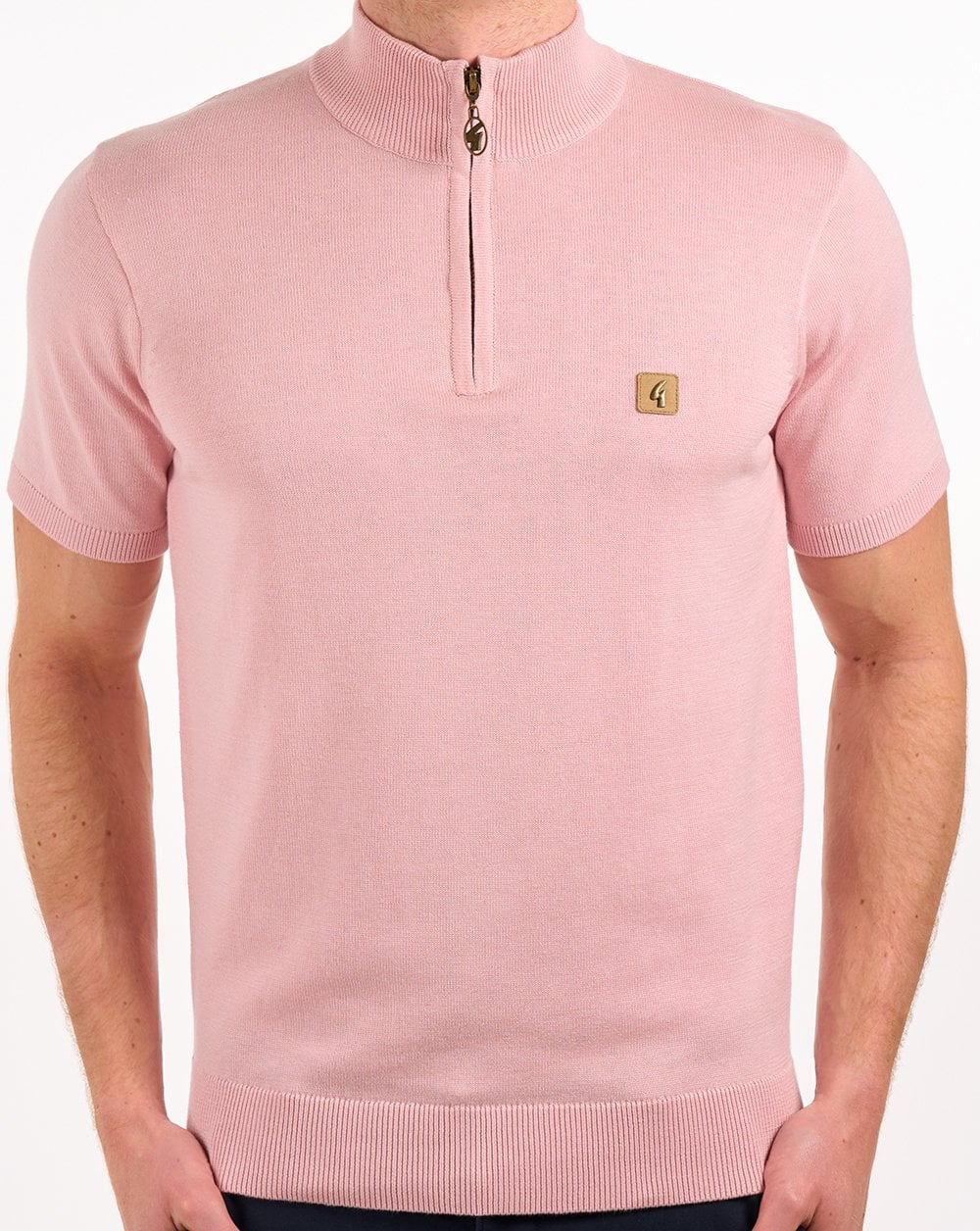Gabicci Vintage Knitted 1/4 Zip Lt Pink - Image 3