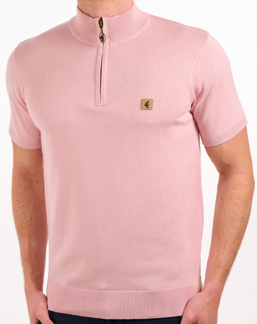 Gabicci Vintage Knitted 1/4 Zip Lt Pink - Image 4