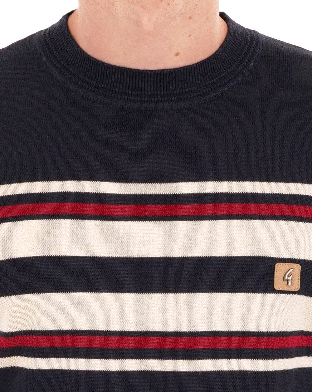 Gabicci Vintage Liam Striped Crew Knit Navy - Image 2