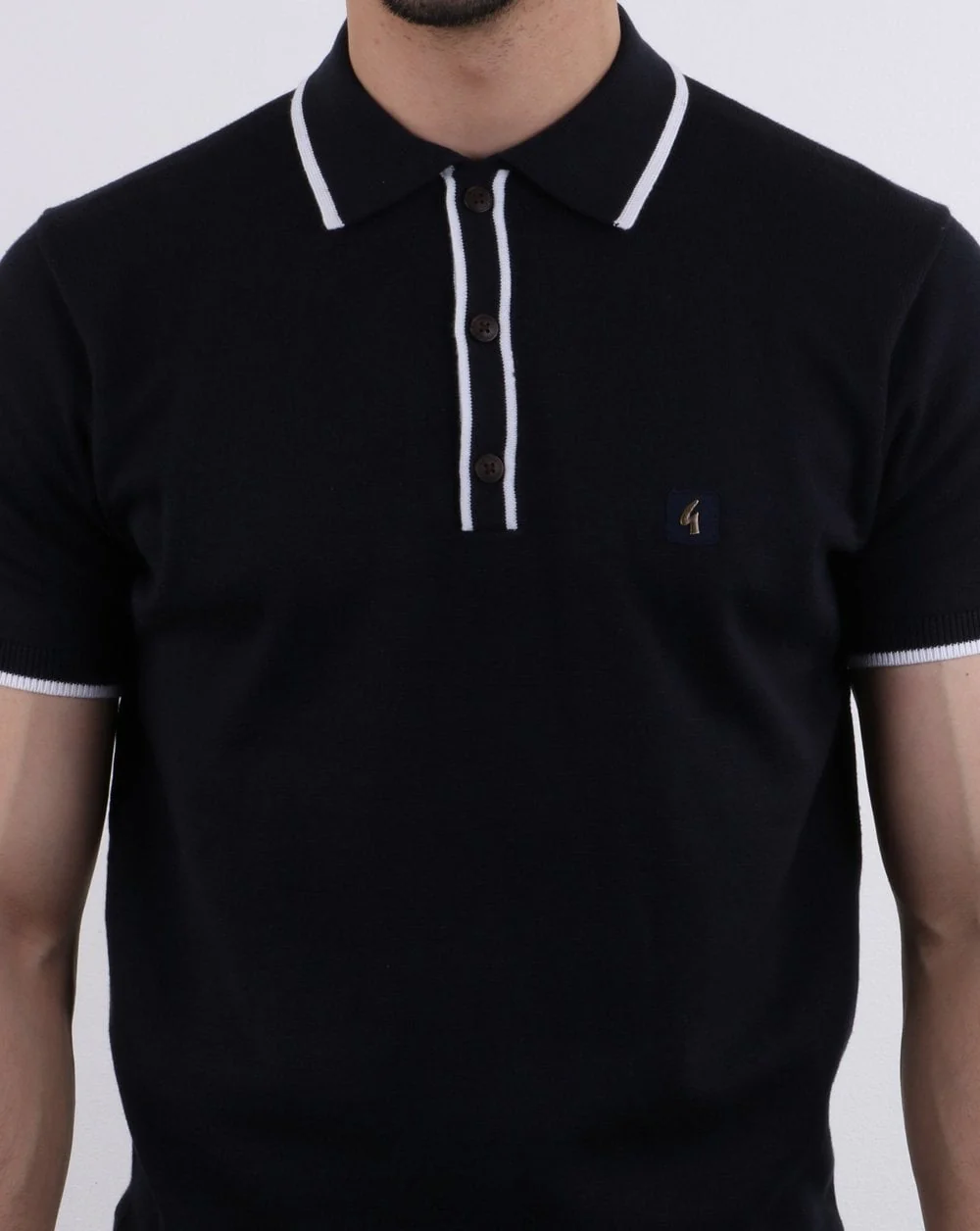Gabicci Vintage Linekar Collar Knitted Polo Navy - Image 4