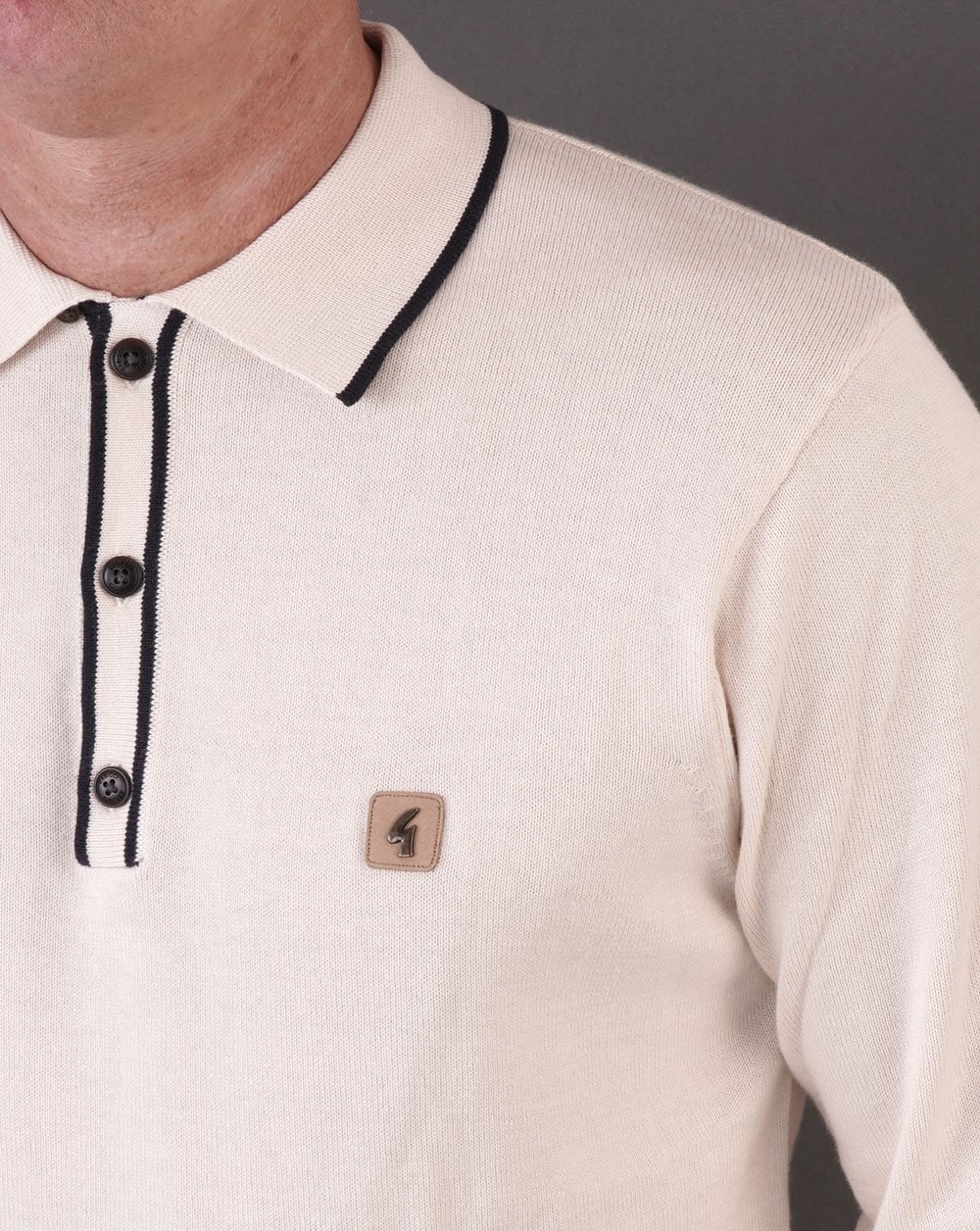Gabicci Vintage Lineker Long Sleeve Knitted Cream - Image 2