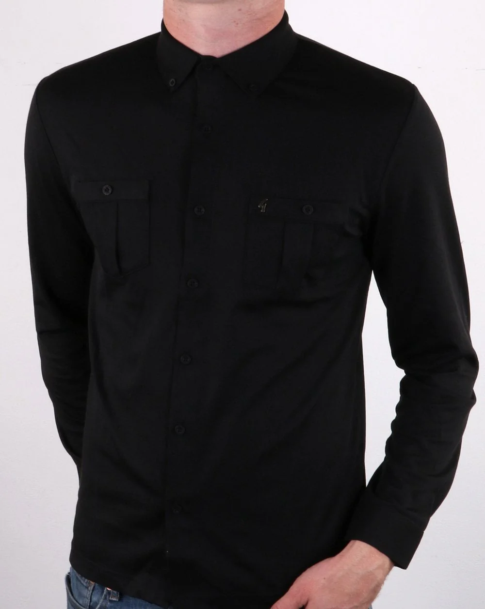 Gabicci Vintage Rapis Twin Pocket Shirt Black - Image 2