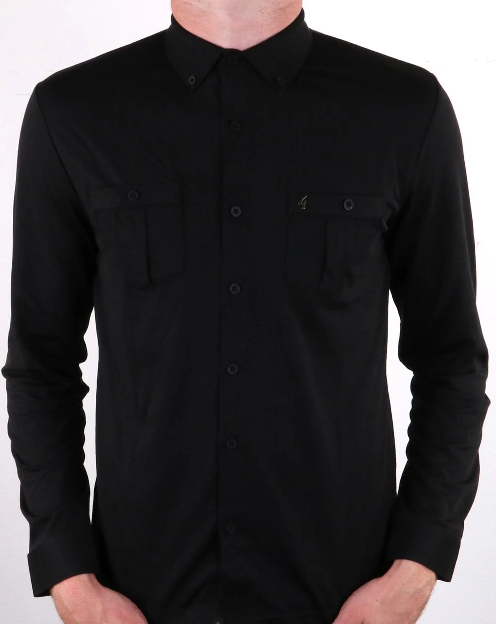Gabicci Vintage Rapis Twin Pocket Shirt Black - Image 4