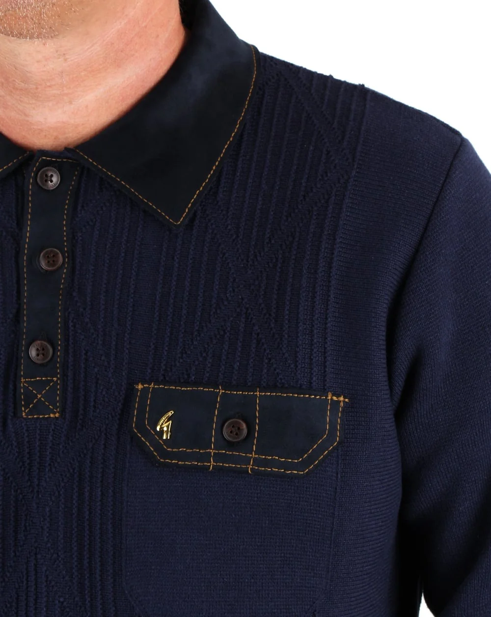 Gabicci Vintage Romero Collared Jumper Navy - Image 2