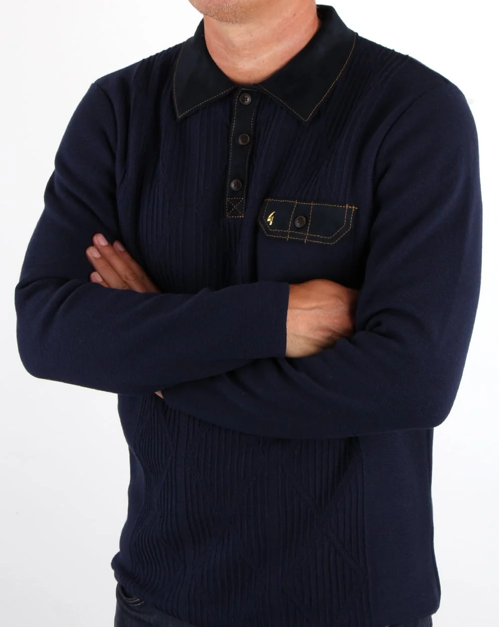 Gabicci Vintage Romero Collared Jumper Navy - Image 3
