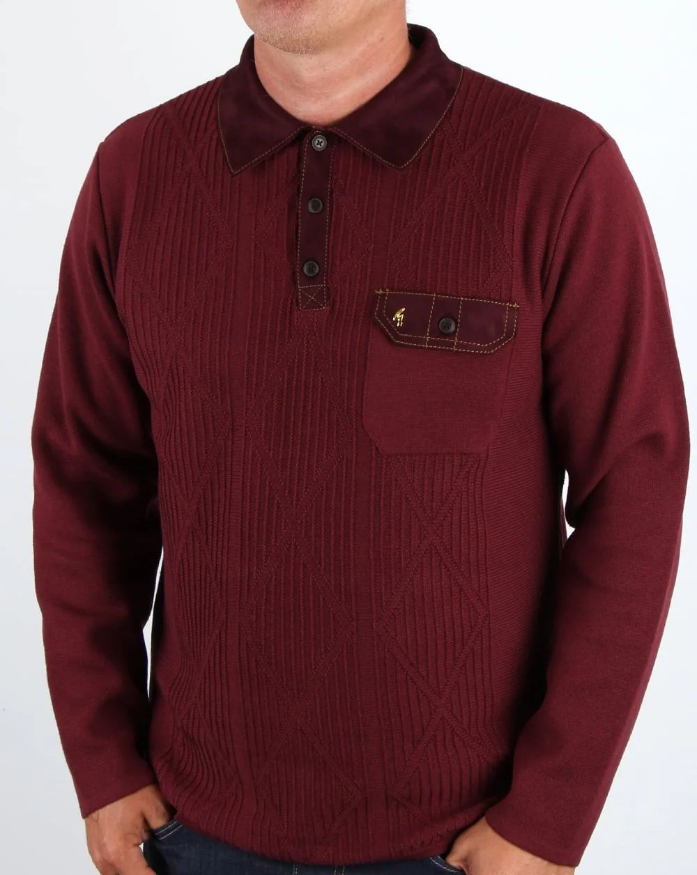 Gabicci Vintage Romero Collared Jumper Port - Image 2