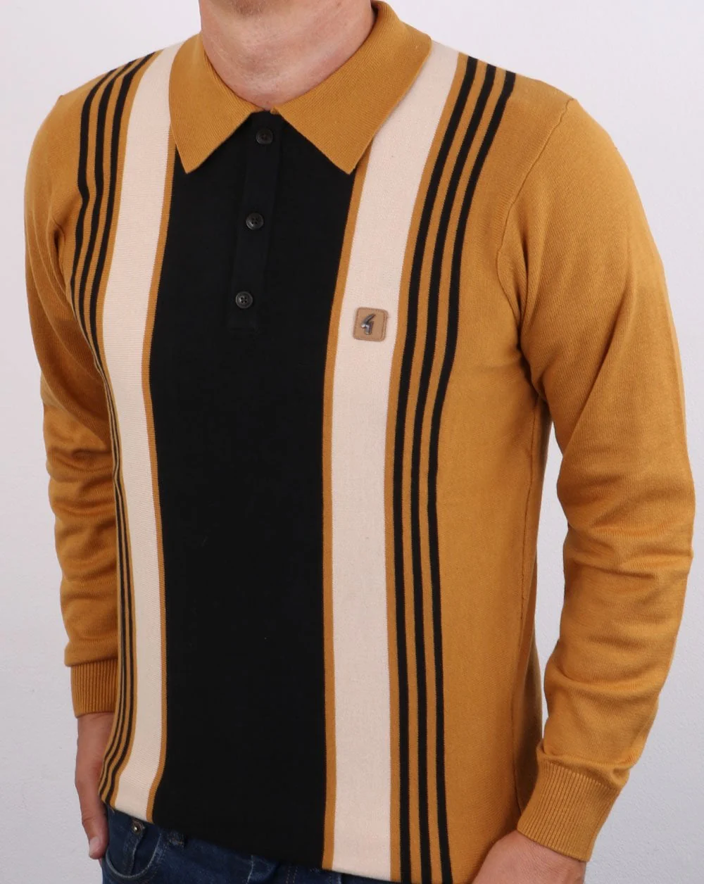Gabicci Vintage Searle Long Sleeve Polo Harvest - Image 2