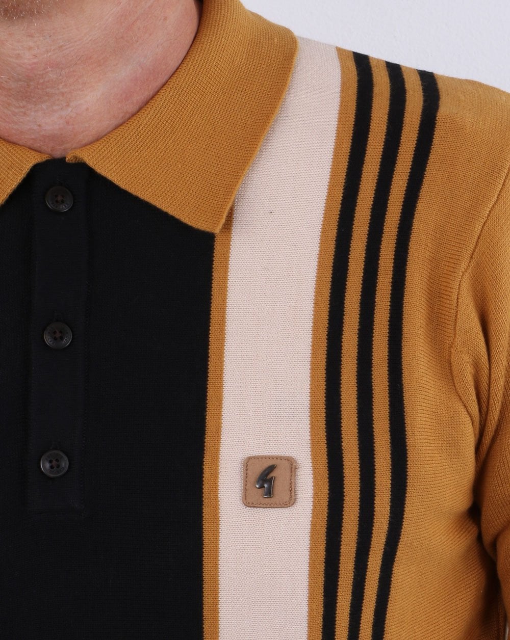 Gabicci Vintage Searle Long Sleeve Polo Harvest - Image 3