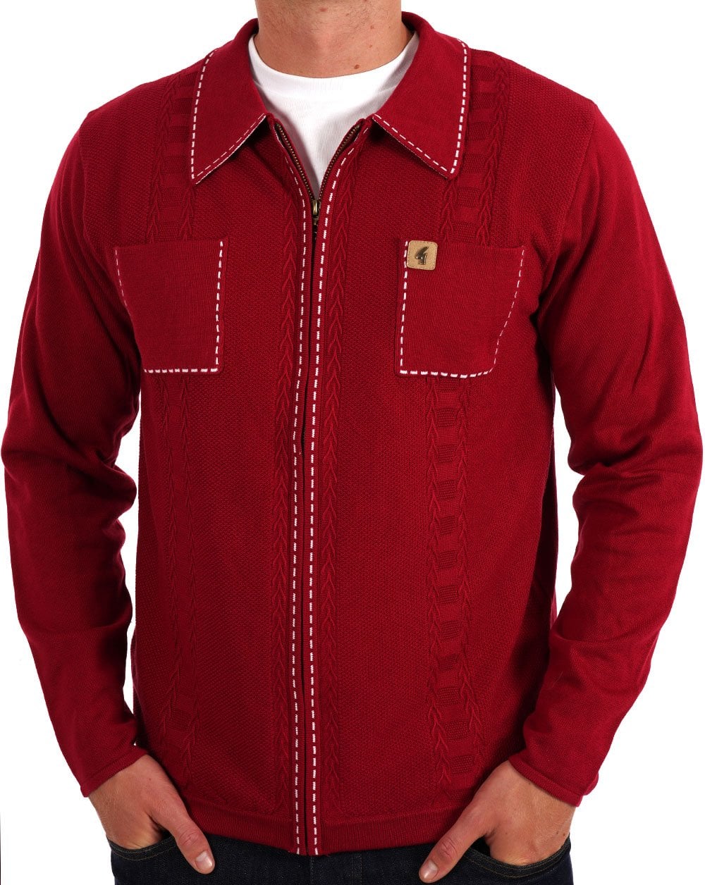 Gabicci Vintage Serge Knit Zip Up Cherry - Image 3