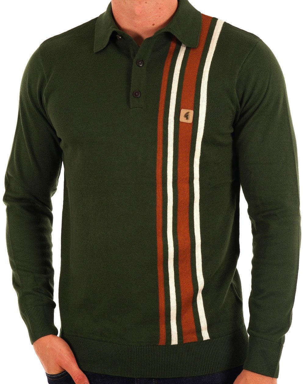 Gabicci Vintage Soda LS Knit Polo Forest - Image 4