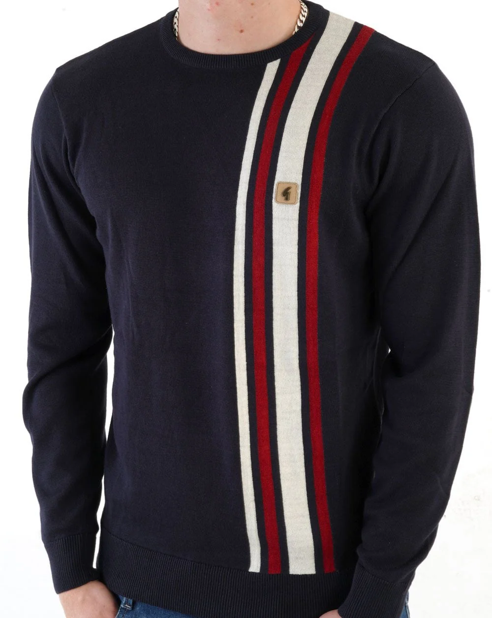 Gabicci Vintage Striped Knit Jumper Navy