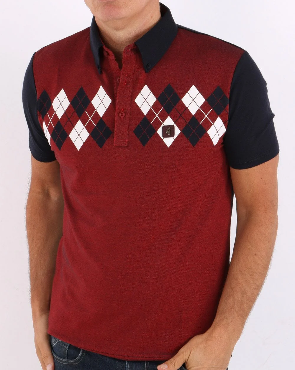 Gabicci Vintage Woodward Polo Navy/Red - Image 3