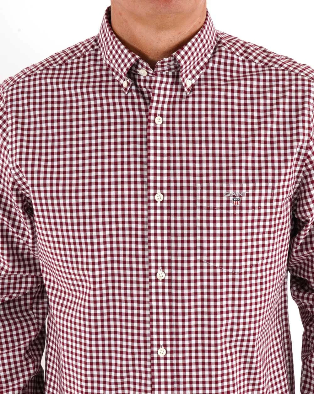 Gant Broadcloth Gingham Shirt Burgundy - Image 2