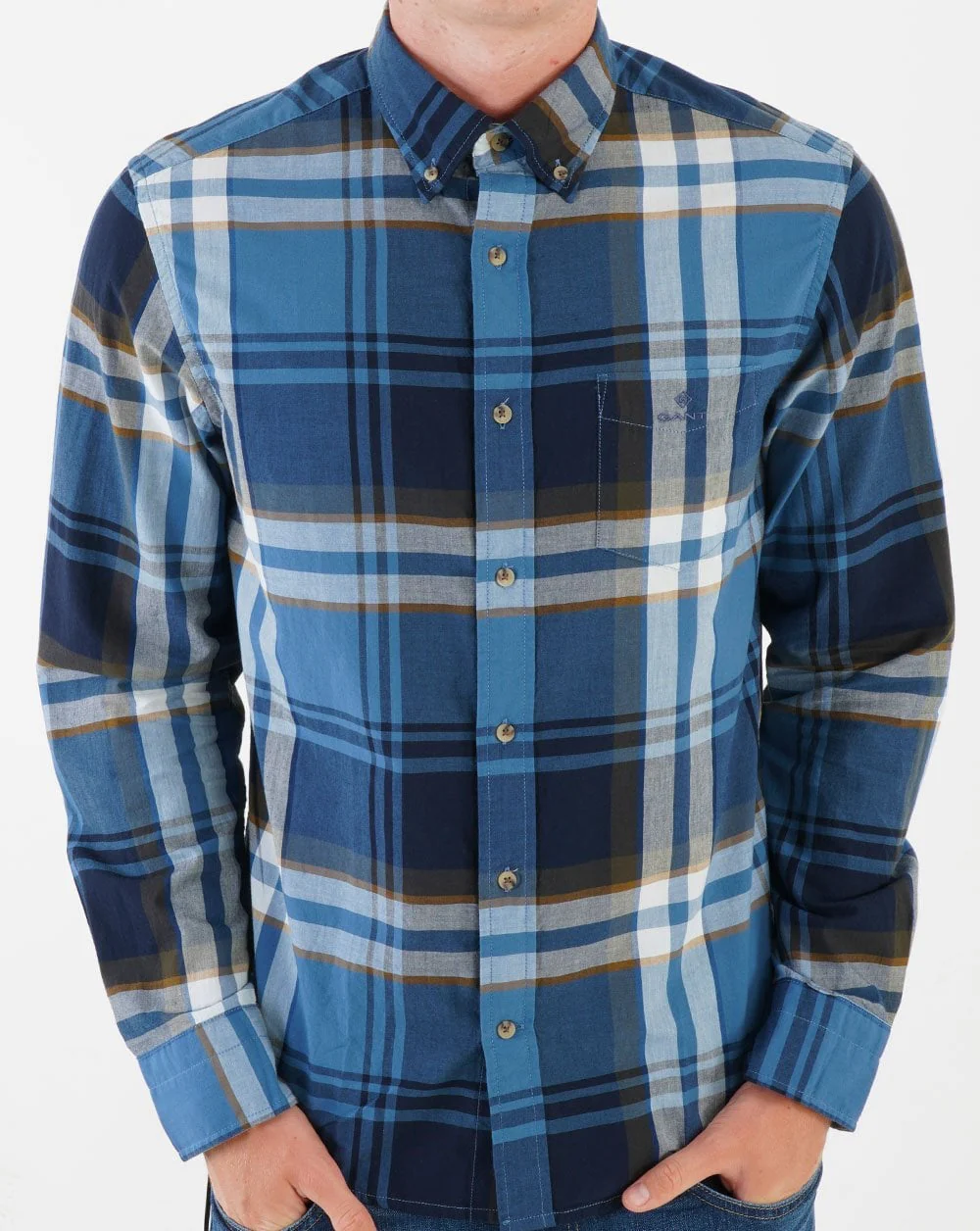Gant Broadcloth Plaid Shirt Salty Sea - Image 3