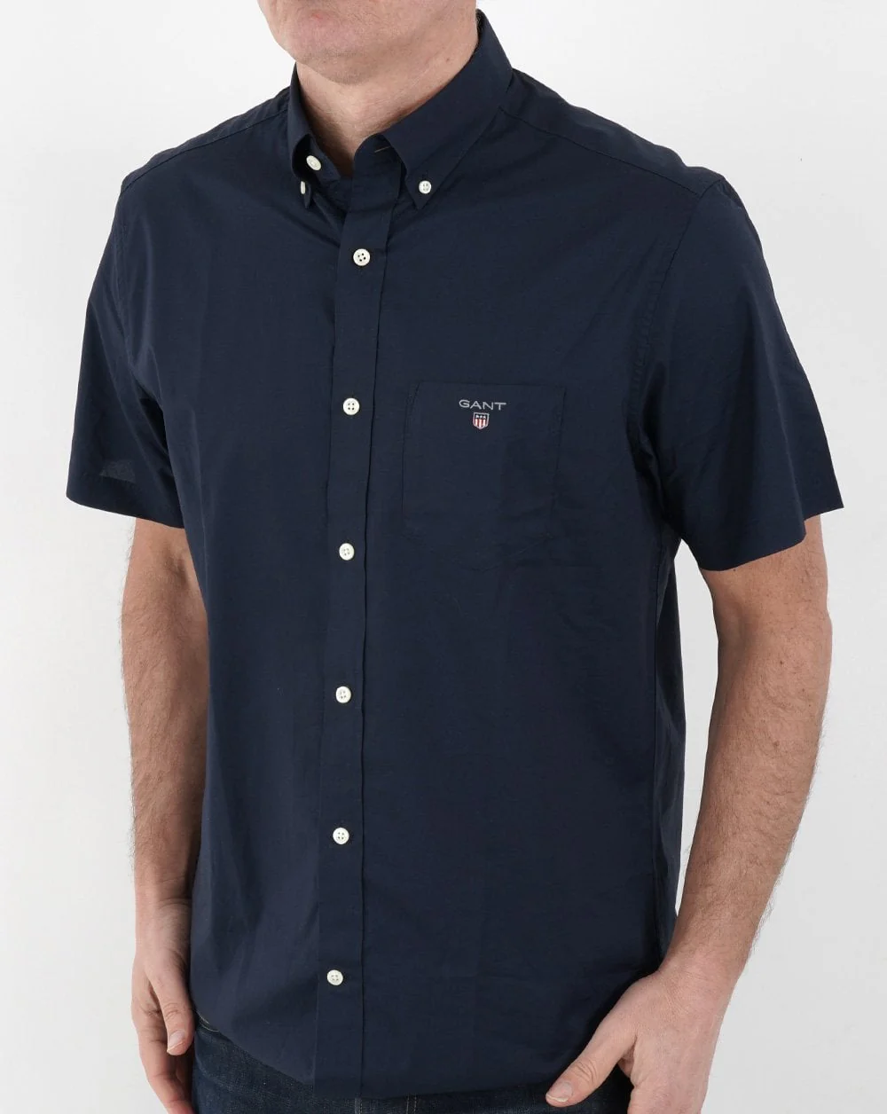 Gant Broadcloth Short Sleeve Shirt Navy - Image 3