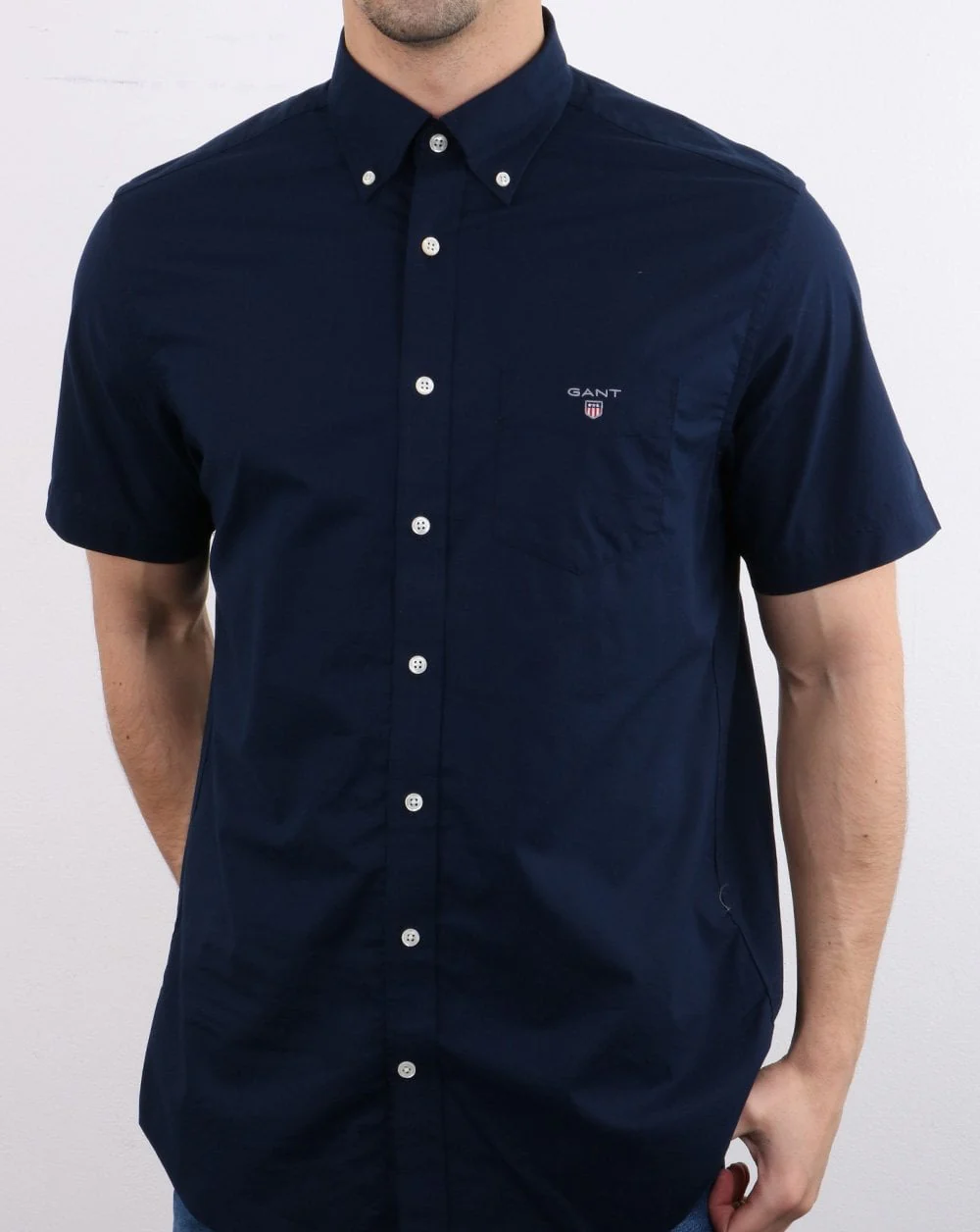 Gant Broadcloth Short Sleeve Shirt Navy - Image 3