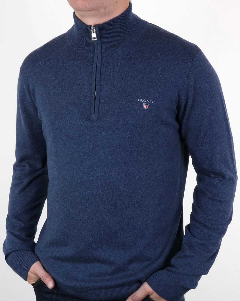 Gant Classic Quarter Zip Jumper Dark Blue - Image 2