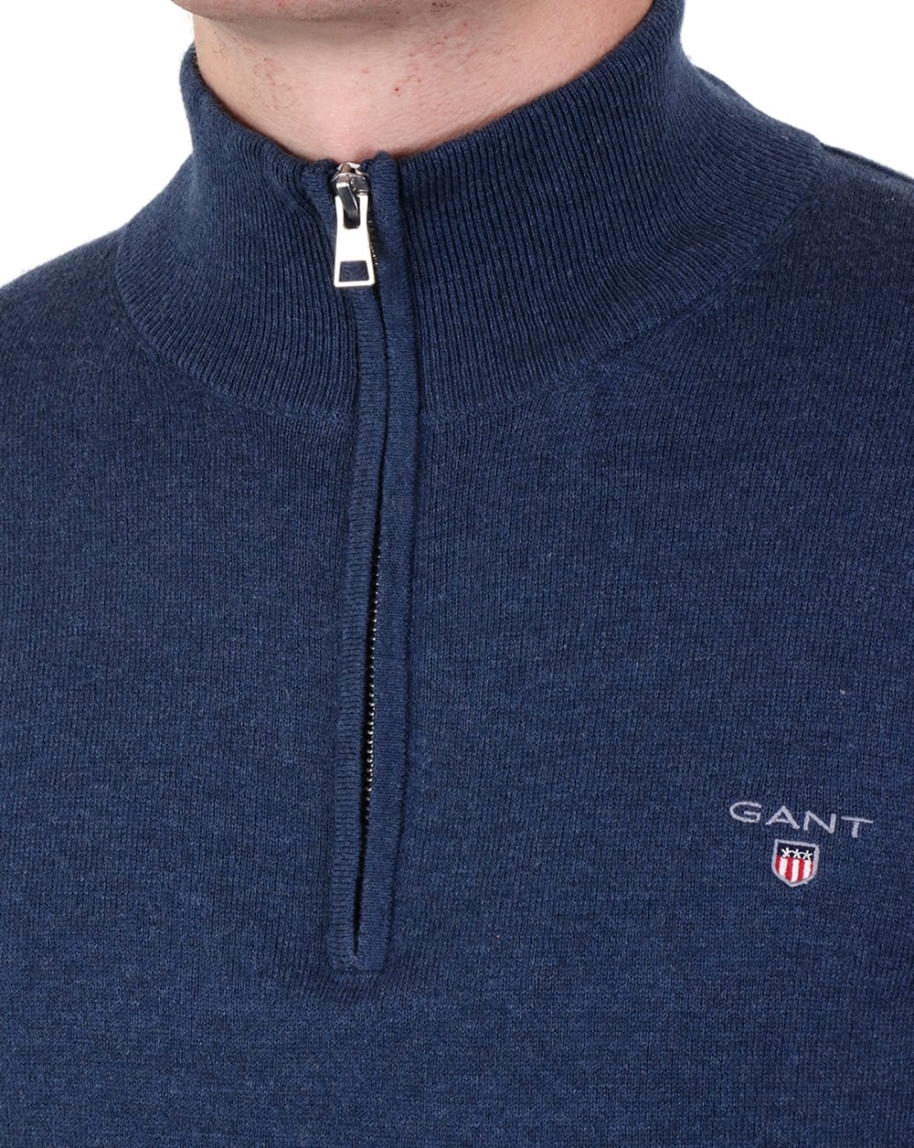 Gant Classic Quarter Zip Jumper Dark Blue - Image 3