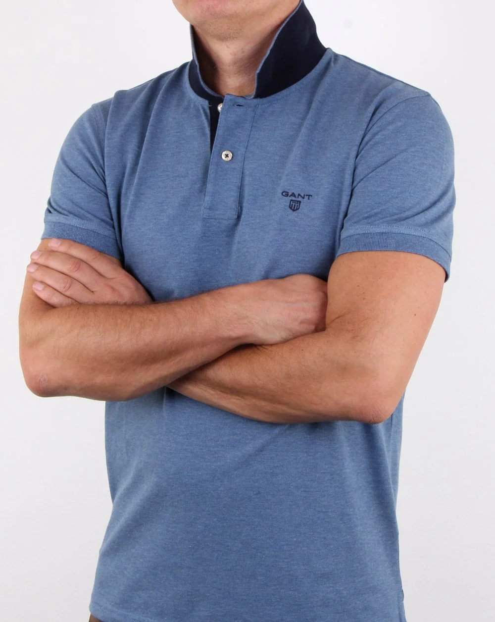 Gant Contrast Collar Polo Shirt Denim Blue - Image 3