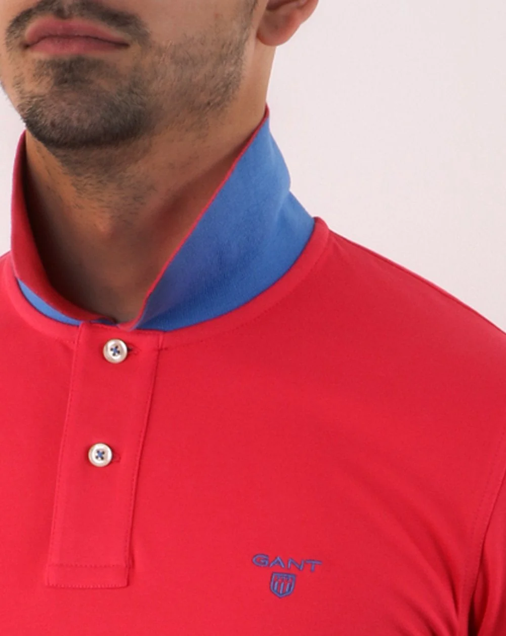 Gant Contrast Collar Polo Shirt Fuscha Pink - Image 4