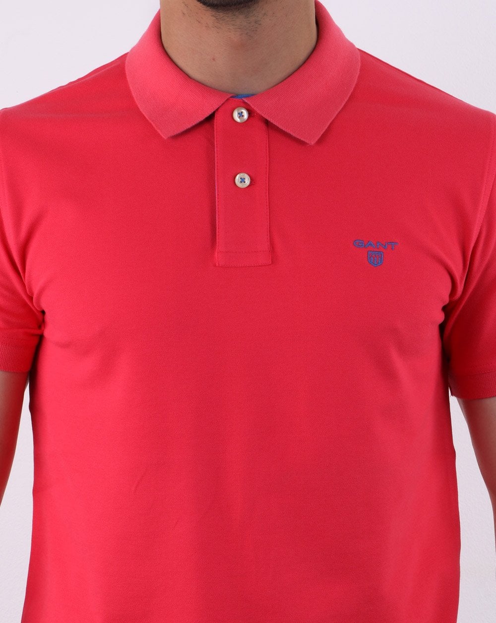 Gant Contrast Collar Polo Shirt Fuscha Pink - Image 5