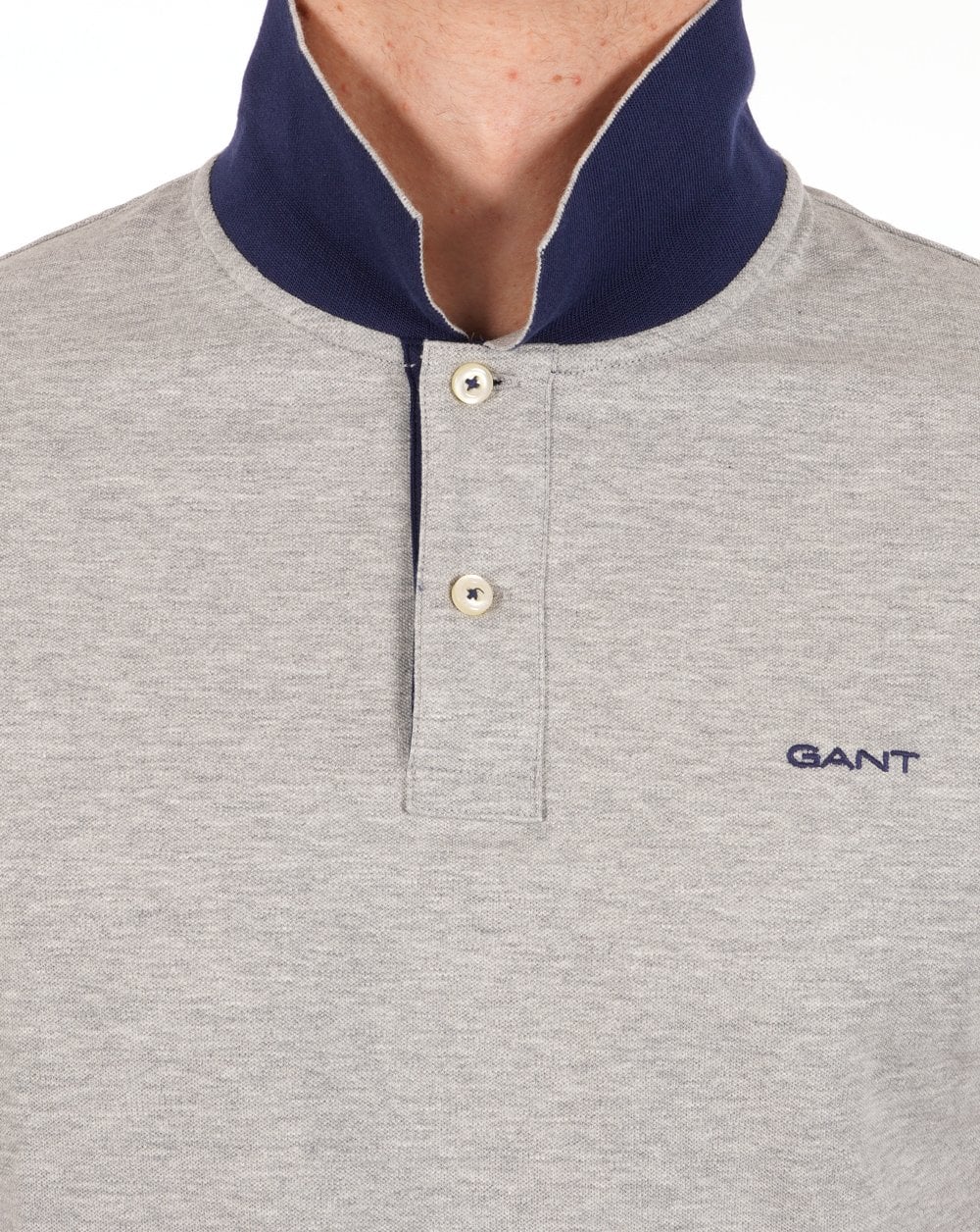 Gant Contrast Collar Polo Shirt Grey - Image 4