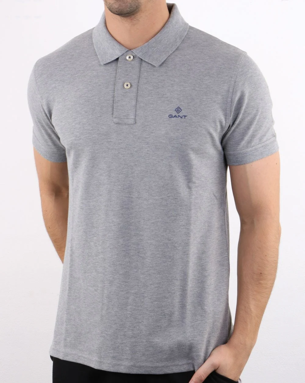 Gant Contrast Collar Polo Shirt Grey Blue - Image 4