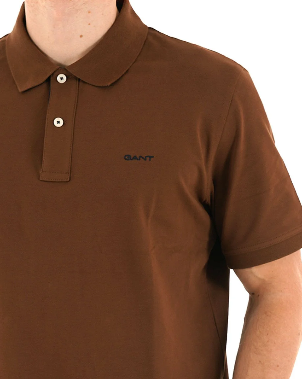 Gant Contrast Collar Polo Shirt Mahogany Brown - Image 2