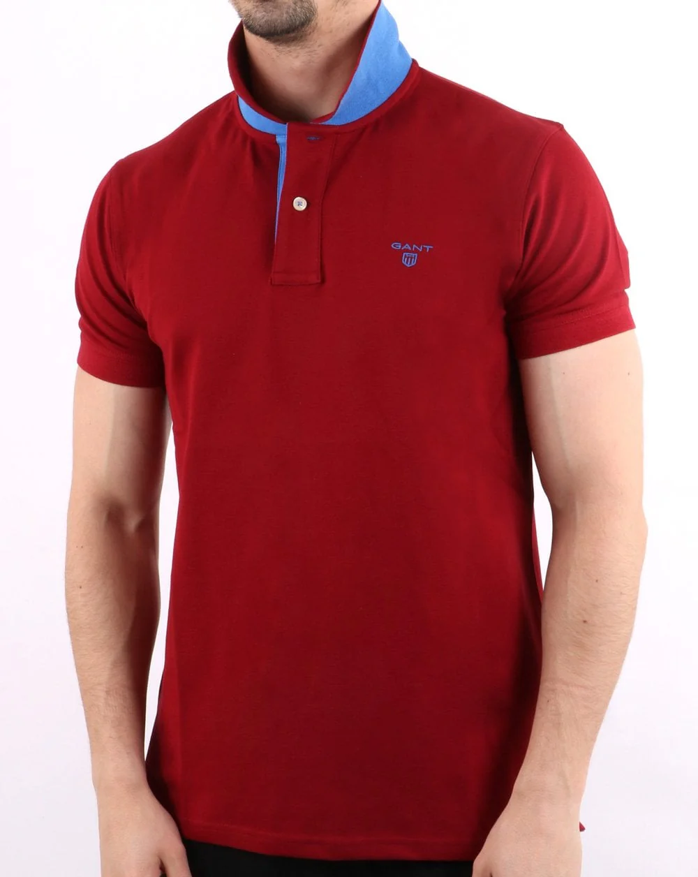 Gant Contrast Collar Polo Shirt Mahogany Red - Image 3