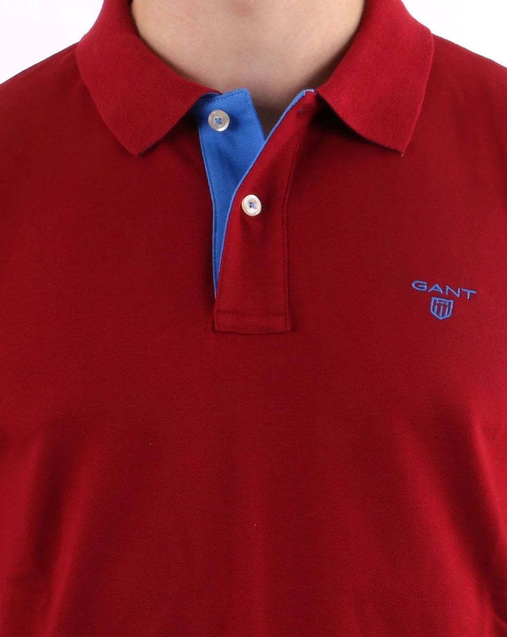 Gant Contrast Collar Polo Shirt Mahogany Red - Image 4