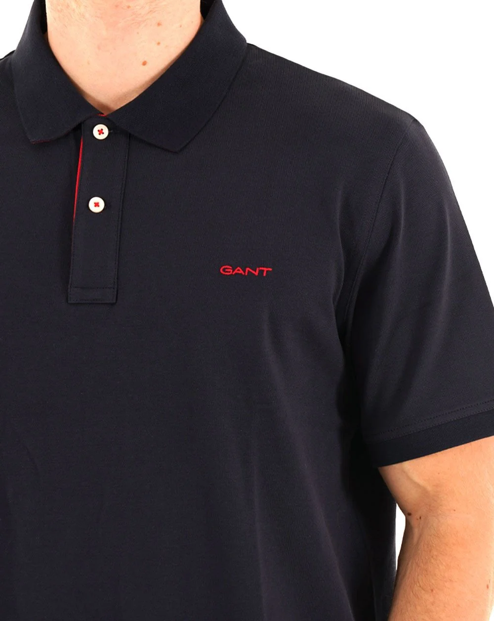 Gant Contrast Collar Polo Shirt Navy Blue - Image 2
