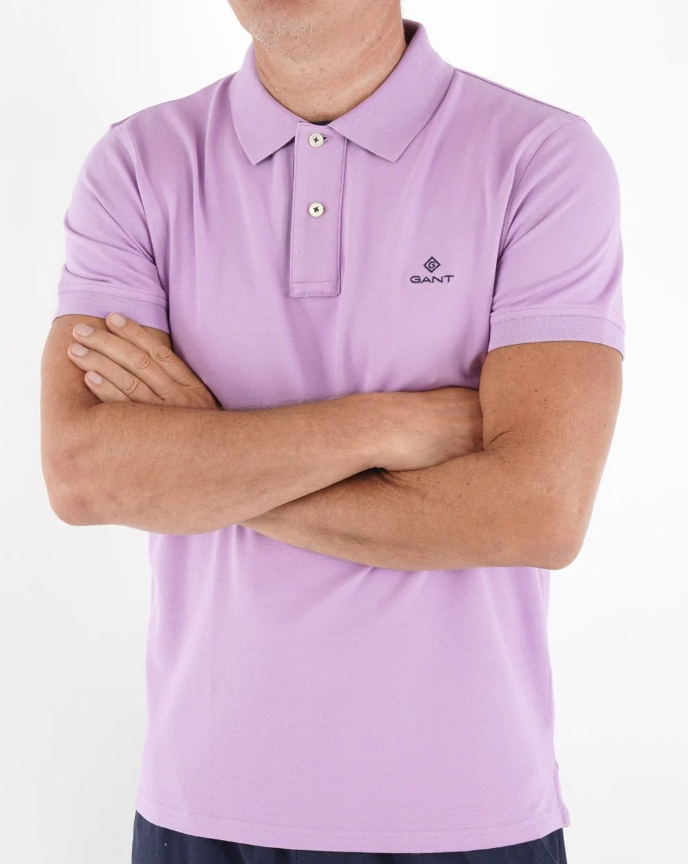 Gant Contrast Collar Polo Shirt Orchid Lilac - Image 3