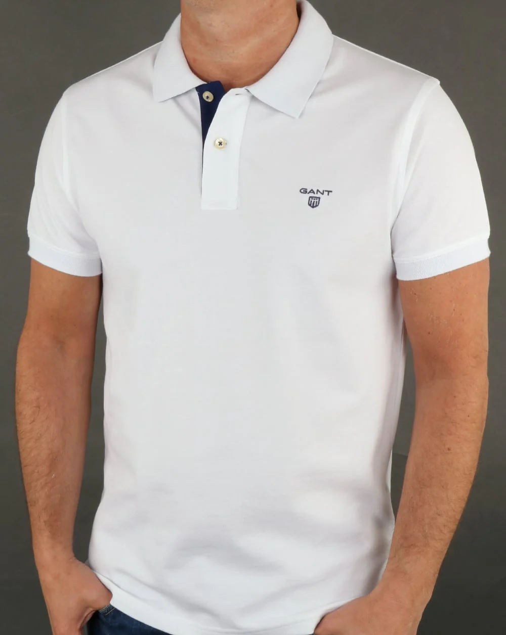 Gant Contrast Collar Polo Shirt White - Image 2