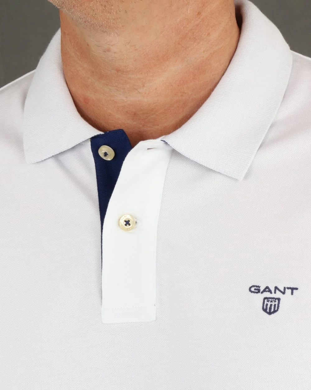 Gant Contrast Collar Polo Shirt White - Image 3