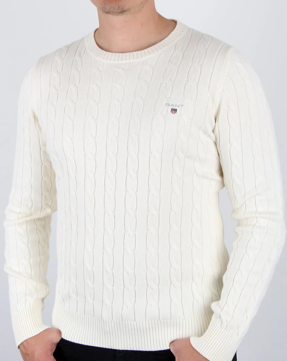 Gant Cotton Cable Crew Jumper Cream