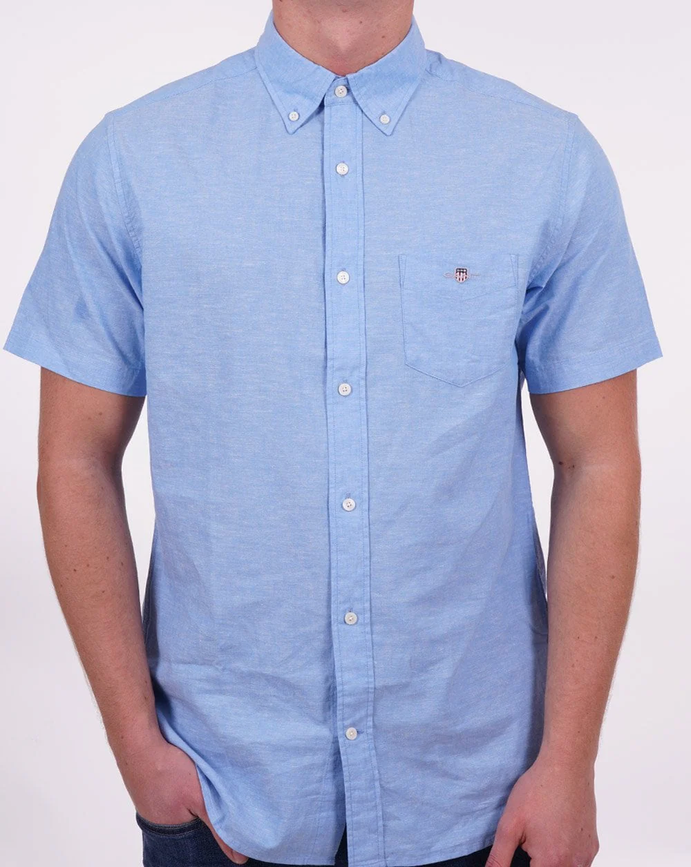 Gant Cotton Linen SS Shirt Day Blue - Image 3
