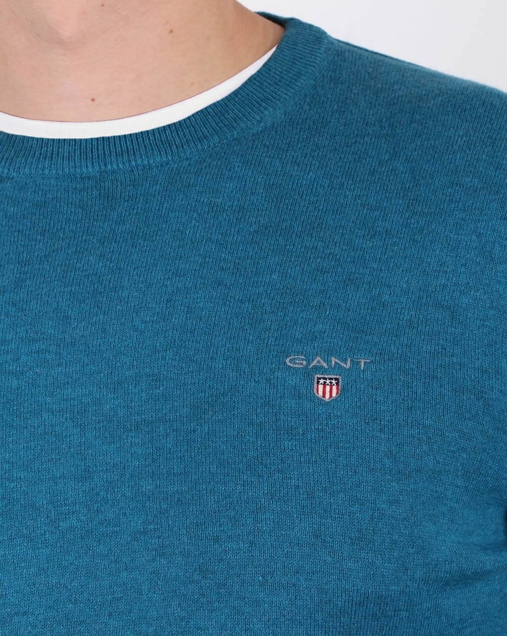 Gant Cotton Wool Crew Jumper Ink Blue Melange - Image 2