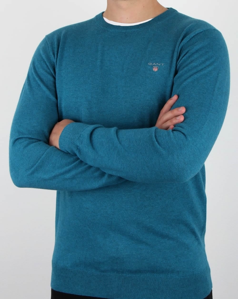 Gant Cotton Wool Crew Jumper Ink Blue Melange - Image 3