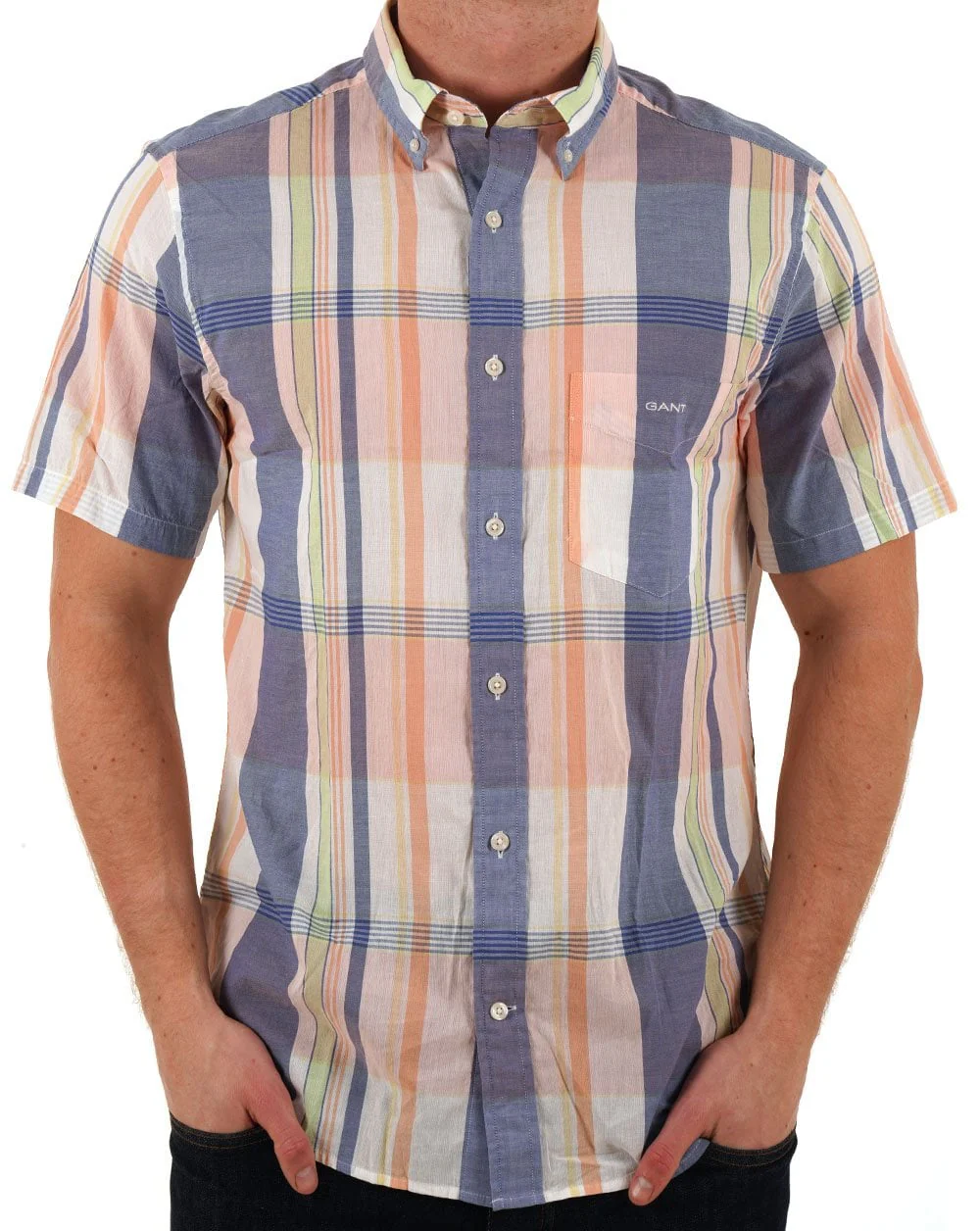 Gant Indian Madras Short Sleeve Shirt Eggshell - Image 3