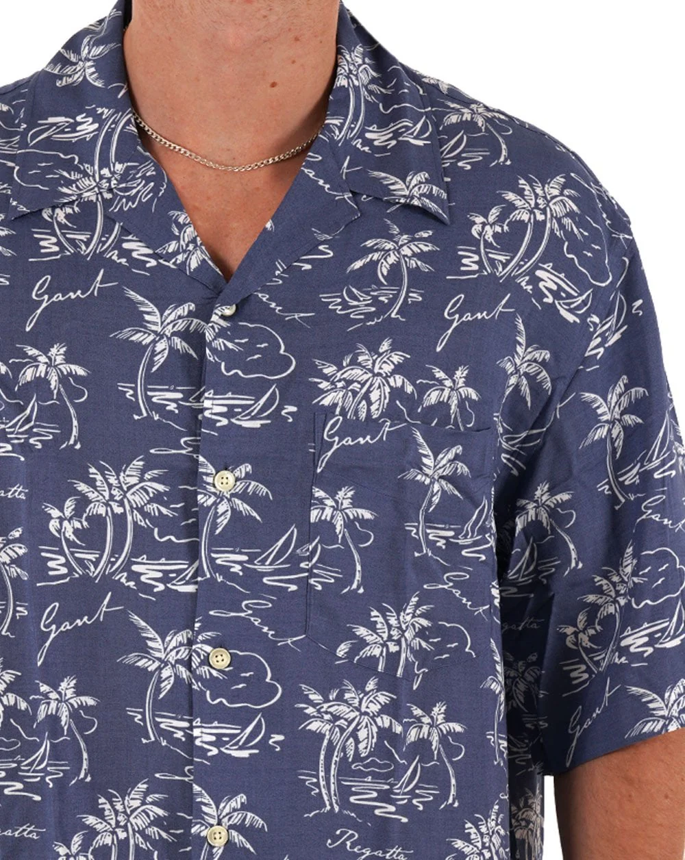 Gant Island Print Cuban Shirt Navy - Image 2