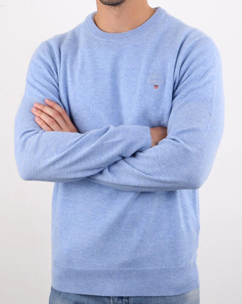 Gant Lambswool Crew Neck Jumper Lake Blue - Image 4