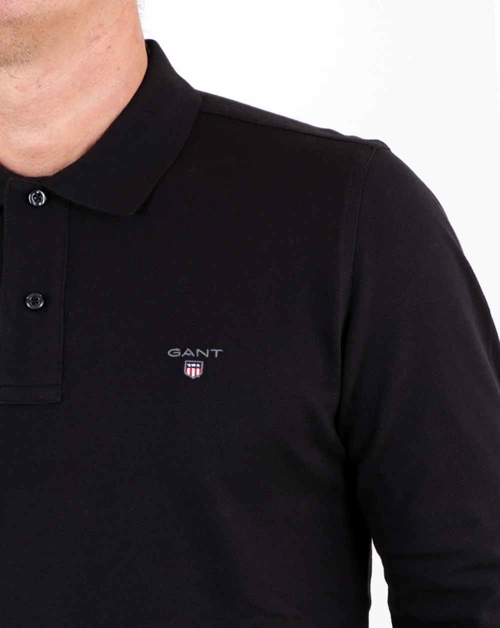Gant Pique Ls Rugger Polo Black - Image 4