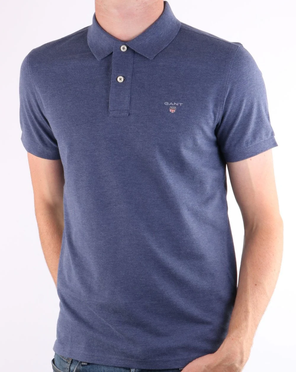 Gant Pique Rugger Polo Dark Blue Melange - Image 2