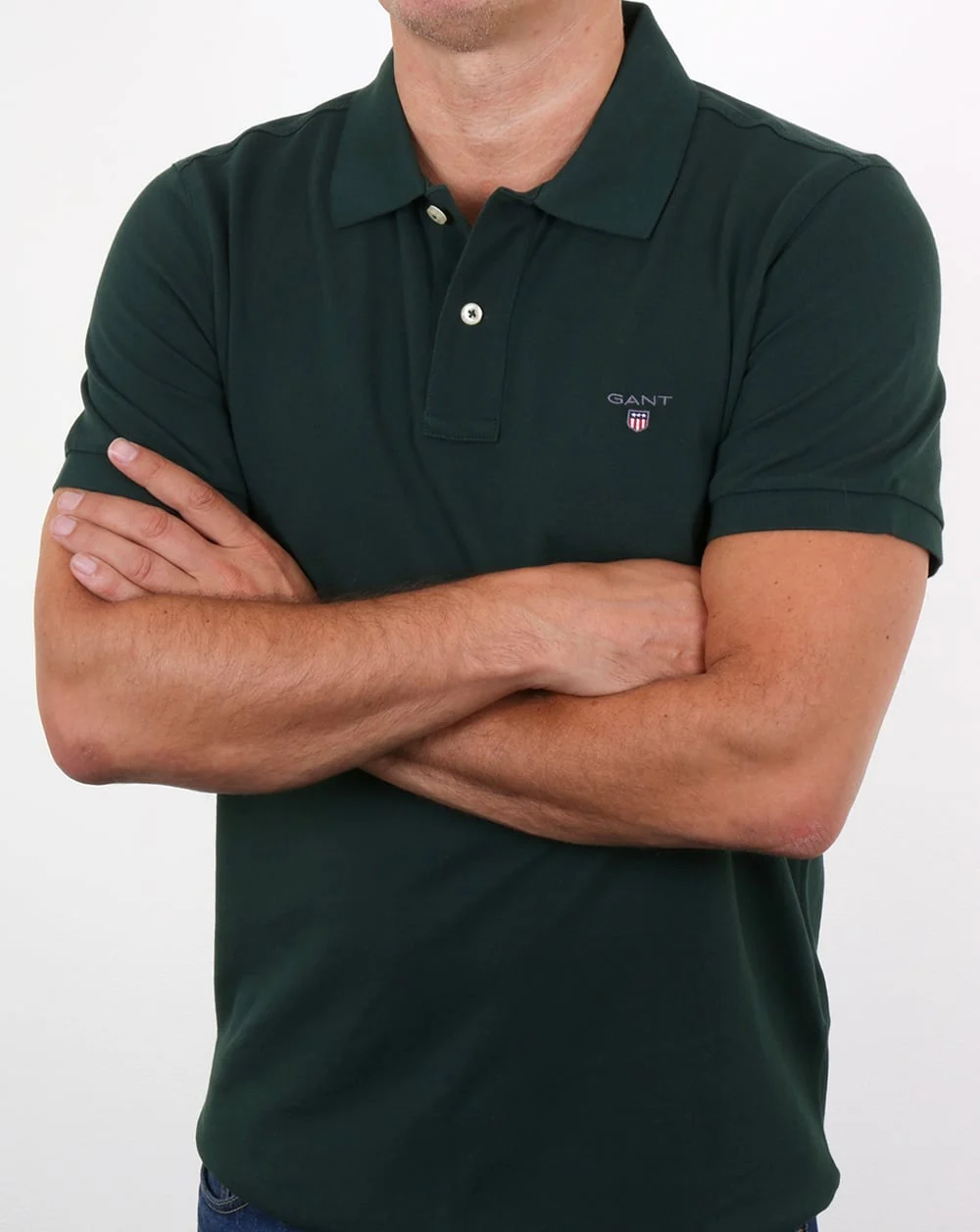 Gant Pique Rugger Polo Tartan Green - Image 3