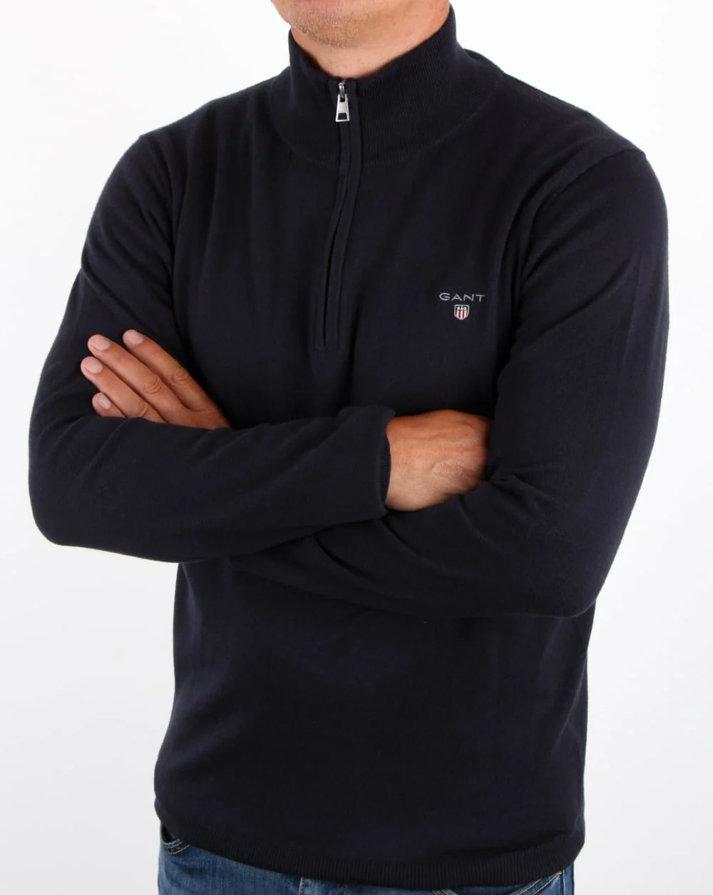 Gant Quarter Zip knit Jumper Navy - Image 4