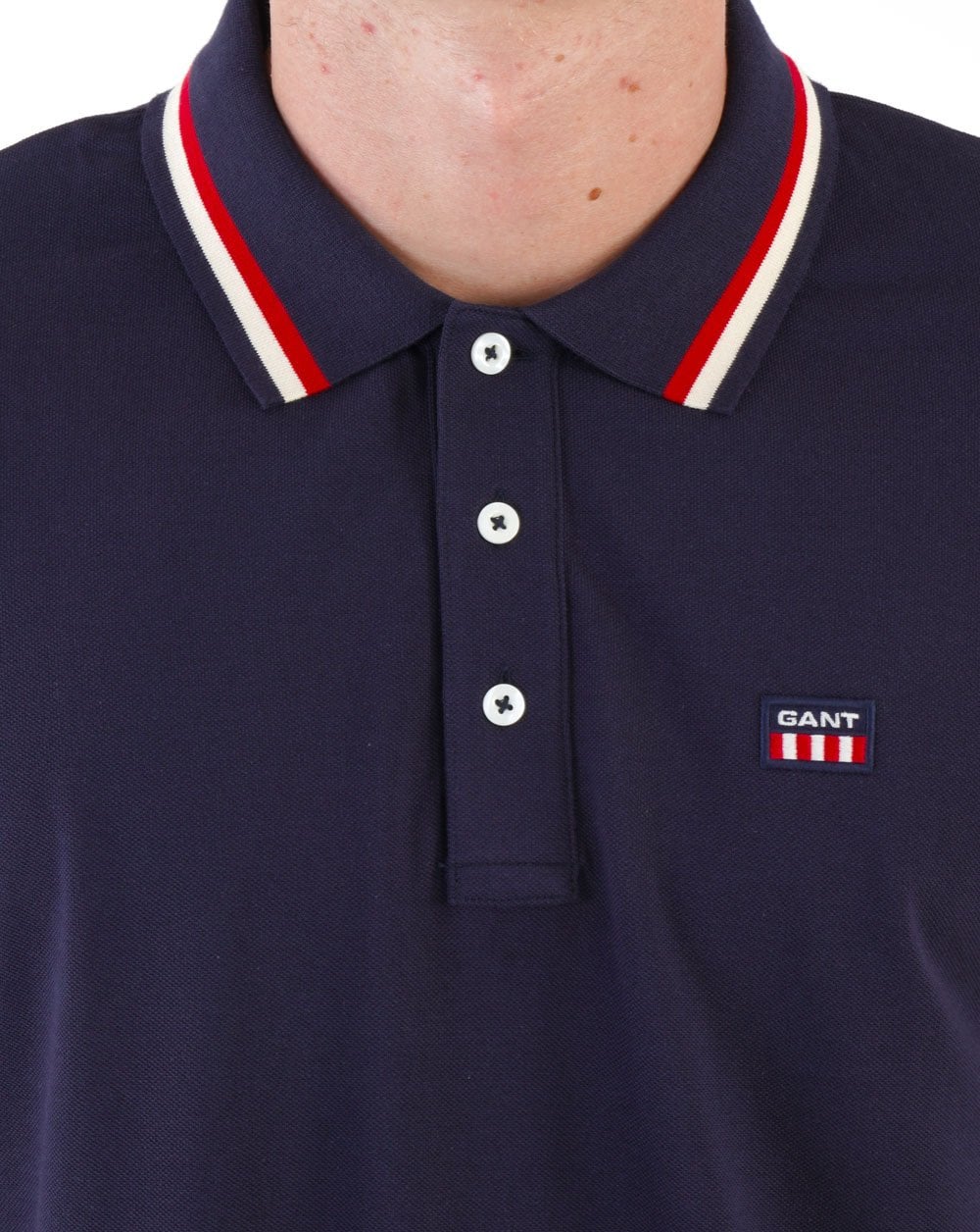 Gant Retro Flag Pique Polo Shirt Navy Blue - Image 2